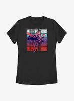 Marvel Thor: Love and Thunder Mighty Thor Text Stack Womens T-Shirt