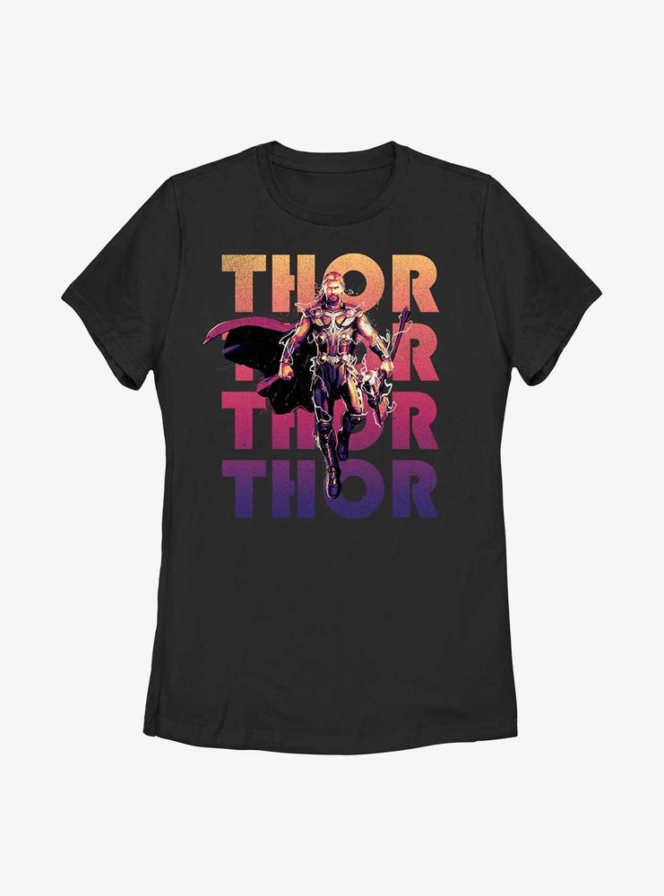 Marvel Thor: Love and Thunder Thor Text Stack Womens T-Shirt