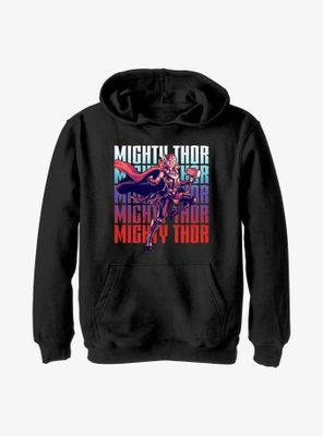 Marvel Thor: Love and Thunder Mighty Thor Text Stack Youth Hoodie