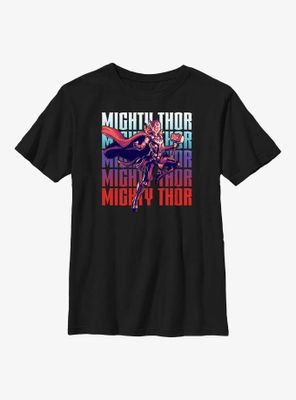 Marvel Thor: Love and Thunder Mighty Thor Text Stack Youth T-Shirt