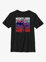 Marvel Thor: Love and Thunder Mighty Thor Text Stack Youth T-Shirt