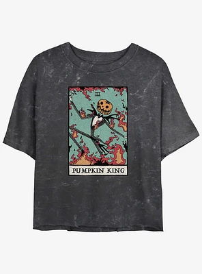 Disney The Nightmare Before Christmas Jack Pumpkin King Card Mineral Wash Girls Crop T-Shirt