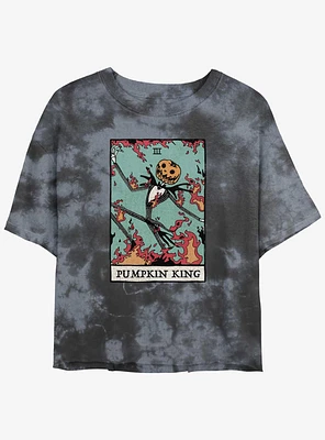 Disney The Nightmare Before Christmas Jack Pumpkin King Card Tie-Dye Girls Crop T-Shirt