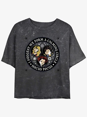 Disney Hocus Pocus Sanderson Sisters Calming Circle Mineral Wash Girls Crop T-Shirt
