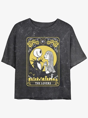 Disney The Nightmare Before Christmas Lovers Tarot Card Mineral Wash Girls Crop T-Shirt