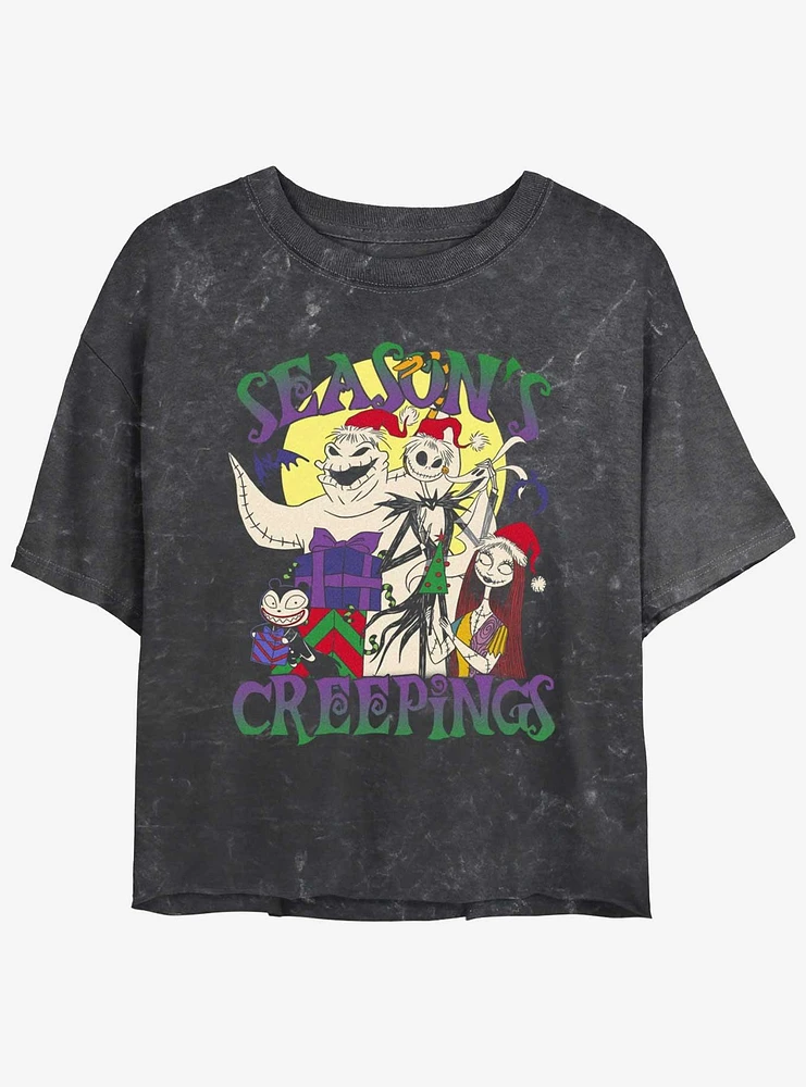 Disney The Nightmare Before Christmas Season's Creepings Mineral Wash Girls Crop T-Shirt