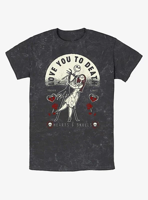 Disney The Nightmare Before Christmas Jack and Sally Love You To Death Mineral Wash T-Shirt
