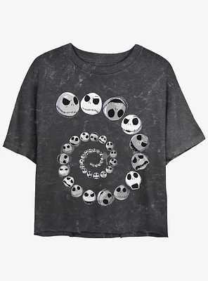 Disney The Nightmare Before Christmas Jack Emotions Spiraling Mineral Wash Girls Crop T-Shirt
