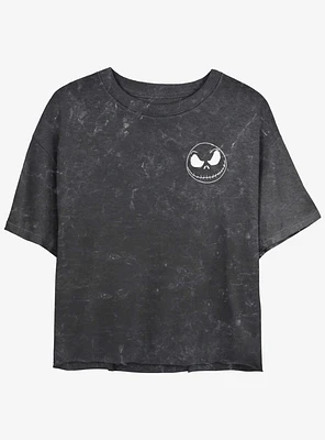 Disney The Nightmare Before Christmas Jack Skellington Pocket Mineral Wash Girls Crop T-Shirt