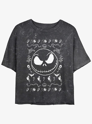 Disney The Nightmare Before Christmas Jack Spooky Icons Mineral Wash Girls Crop T-Shirt
