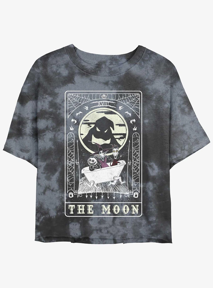 Disney The Nightmare Before Christmas Moon Tarot Card Tie-Dye Girls Crop T-Shirt
