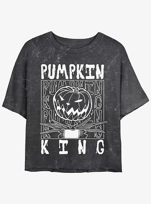 Disney The Nightmare Before Christmas Jack Pumpkin King Mineral Wash Girls Crop T-Shirt
