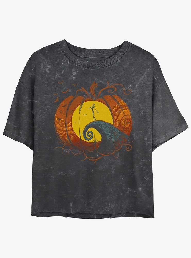 Disney The Nightmare Before Christmas Pumpkin King Lament Mineral Wash Girls Crop T-Shirt