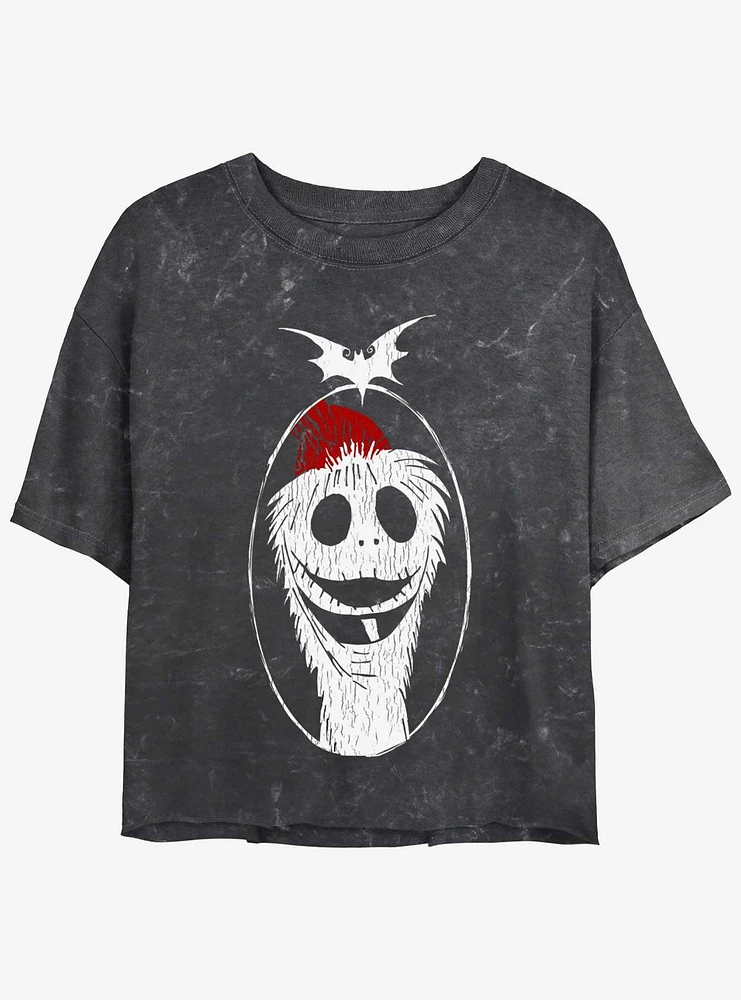 Disney The Nightmare Before Christmas Santa Jack Mineral Wash Girls Crop T-Shirt