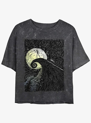 Disney The Nightmare Before Christmas Jack On Spiral Hill Mineral Wash Girls Crop T-Shirt