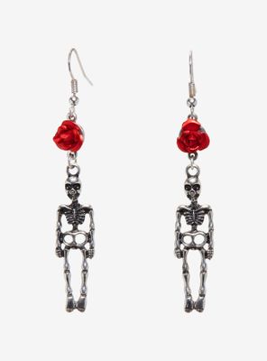 Rose Skeleton Drop Earrings