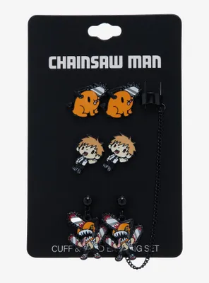 Chainsaw Man Character Stud & Cuff Earring Set