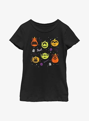 Disney Pixar Character Pumpkin Collage Youth Girls T-Shirt