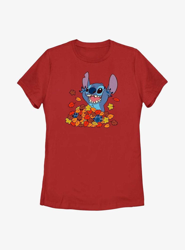 Disney Lilo & Stitch Leaf Pile Womens T-Shirt