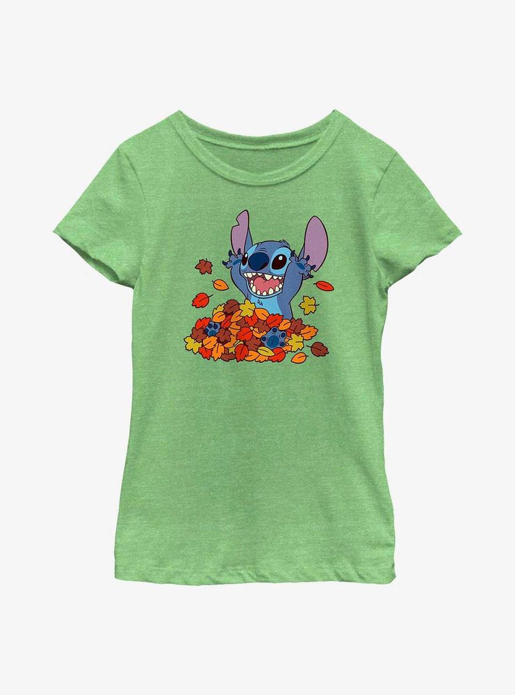 Disney Lilo & Stitch Leaf Pile Youth Girls T-Shirt