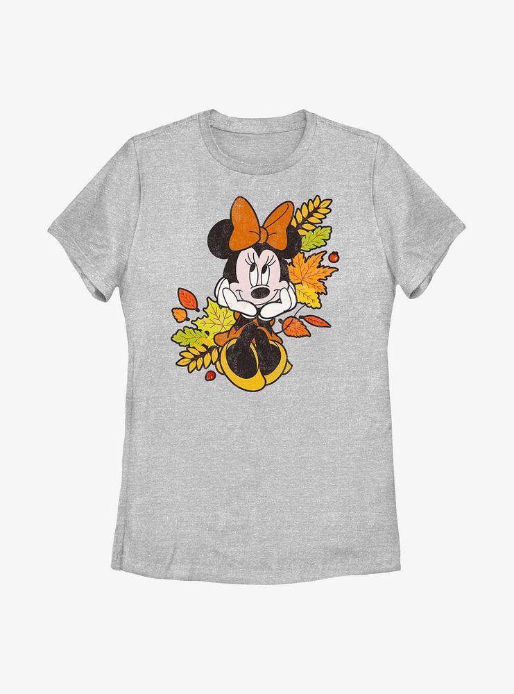 Disney Minnie Mouse Fall Leaves Womens T-Shirt