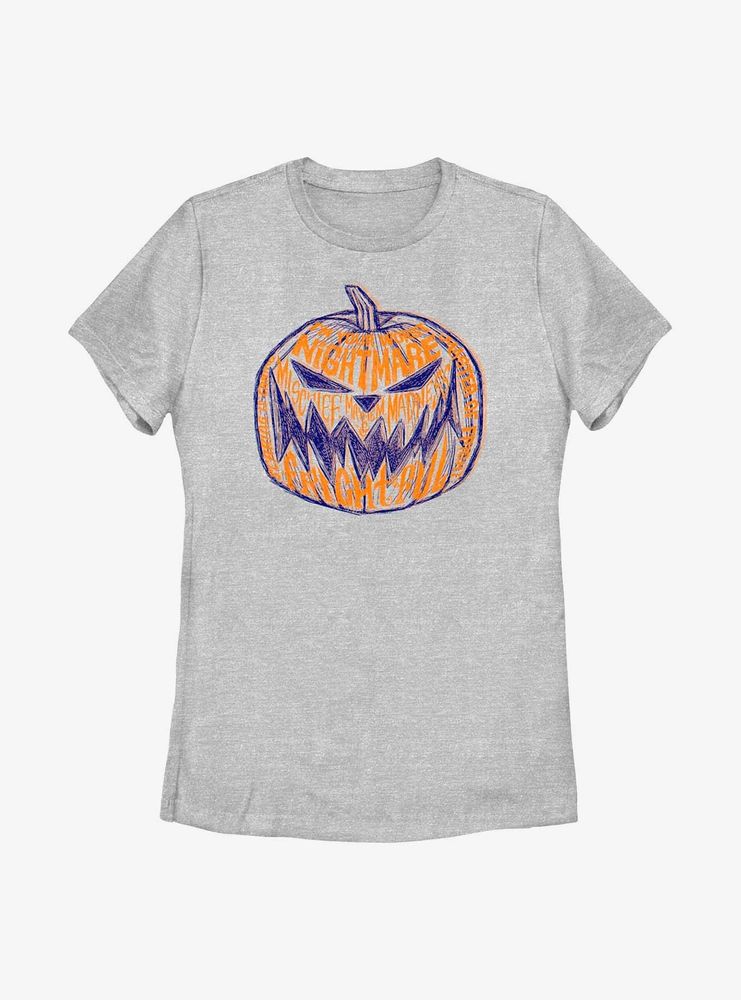 Disney Nightmare Before Christmas Pumpkin Text Womens T-Shirt