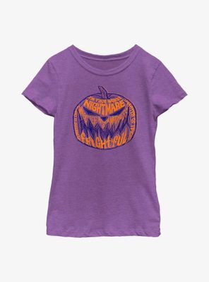 Disney Nightmare Before Christmas Pumpkin Text Youth Girls T-Shirt