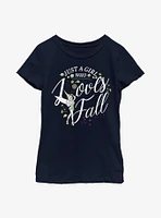 Disney Tinker Bell A Girl Loves Fall Youth Girls T-Shirt
