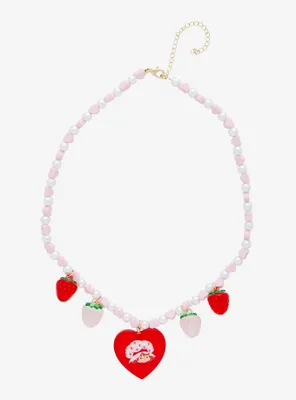 Strawberry Shortcake Heart Strawberry Beaded Necklace