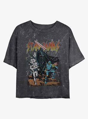 Star Wars Metal Mineral Wash Girls Crop T-Shirt