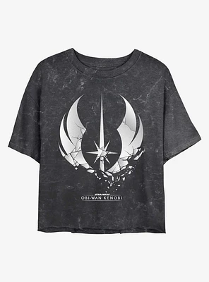 Star Wars Shattered Jedi Logo Mineral Wash Girls Crop T-Shirt