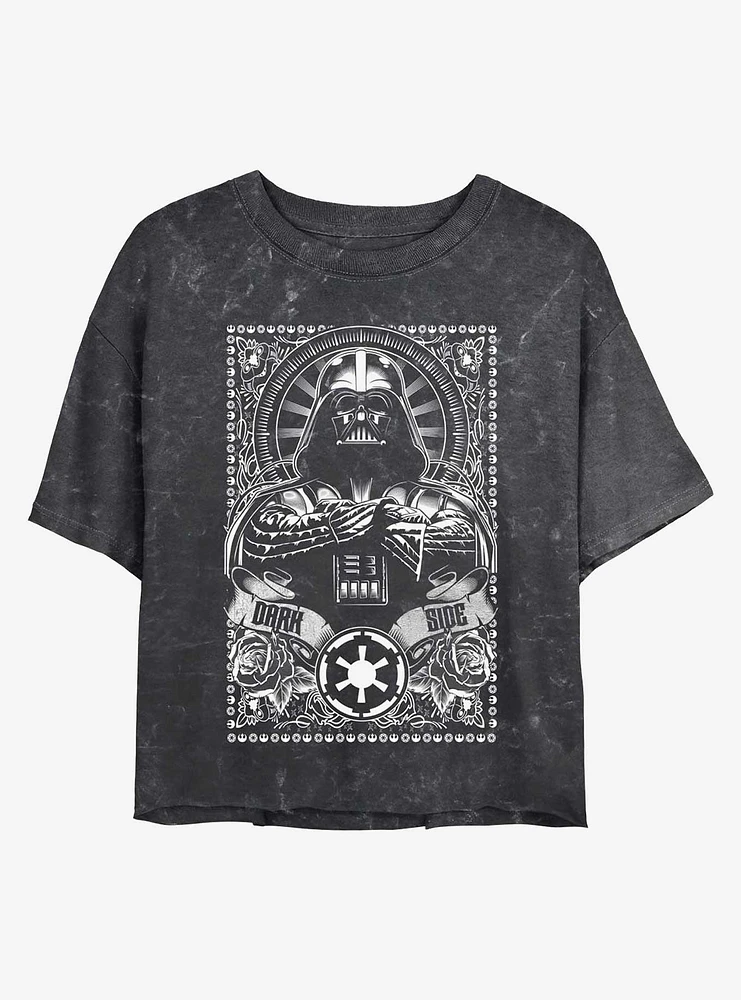 Star Wars Vader Dark Side Mineral Wash Girls Crop T-Shirt