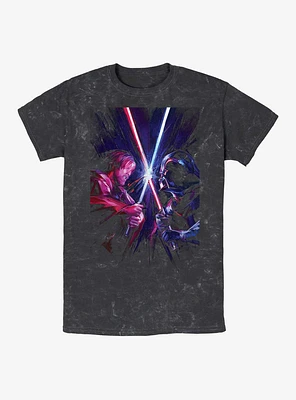 Star Wars Kenobi and Vader Saber Clash Mineral Wash T-Shirt