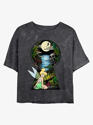 Disney Tinker Bell Keyhole To Neverland Mineral Wash Girls Crop T-Shirt