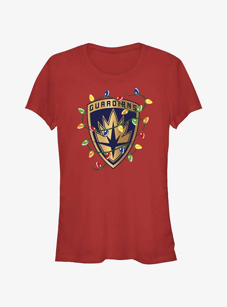 Marvel Guardians of the Galaxy Christmas Lights Badge Girls T-Shirt