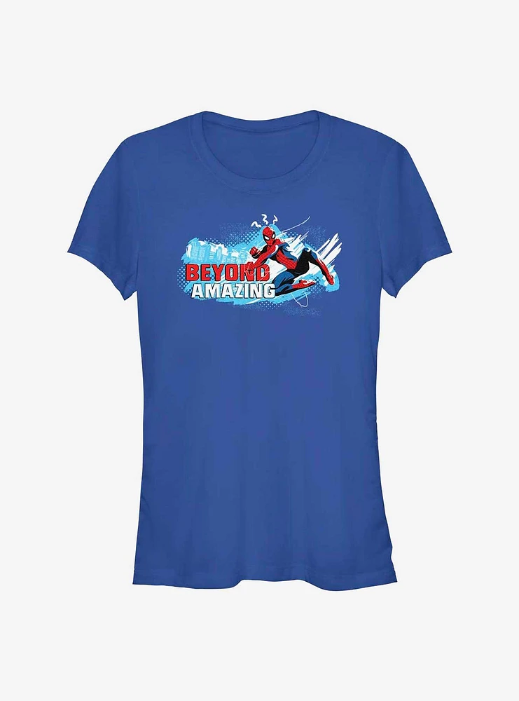 Marvel Spider-Man 60th Anniversary Beyond Amazing Swing Pose Girls T-Shirt