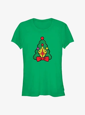Marvel Guardians of the Galaxy Holiday Special Christmas Tree Badge Girls T-Shirt