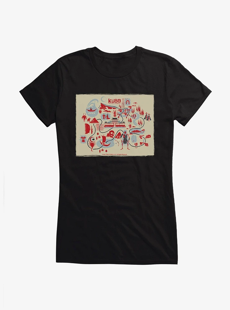 Kubo And The Two Strings Map Layout Girls T-Shirt