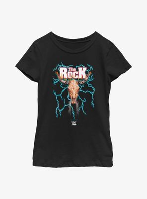 WWE The Rock Lightning Bull Skull Logo Youth Girls T-Shirt