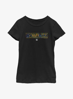WWE WrestleMania Blue & Gold Logo Youth Girls T-Shirt