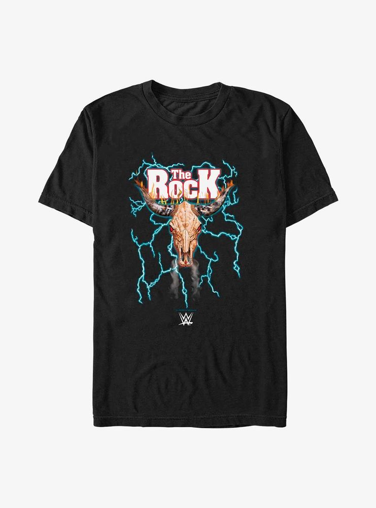 WWE The Rock Lightning Bull Skull Logo T-Shirt