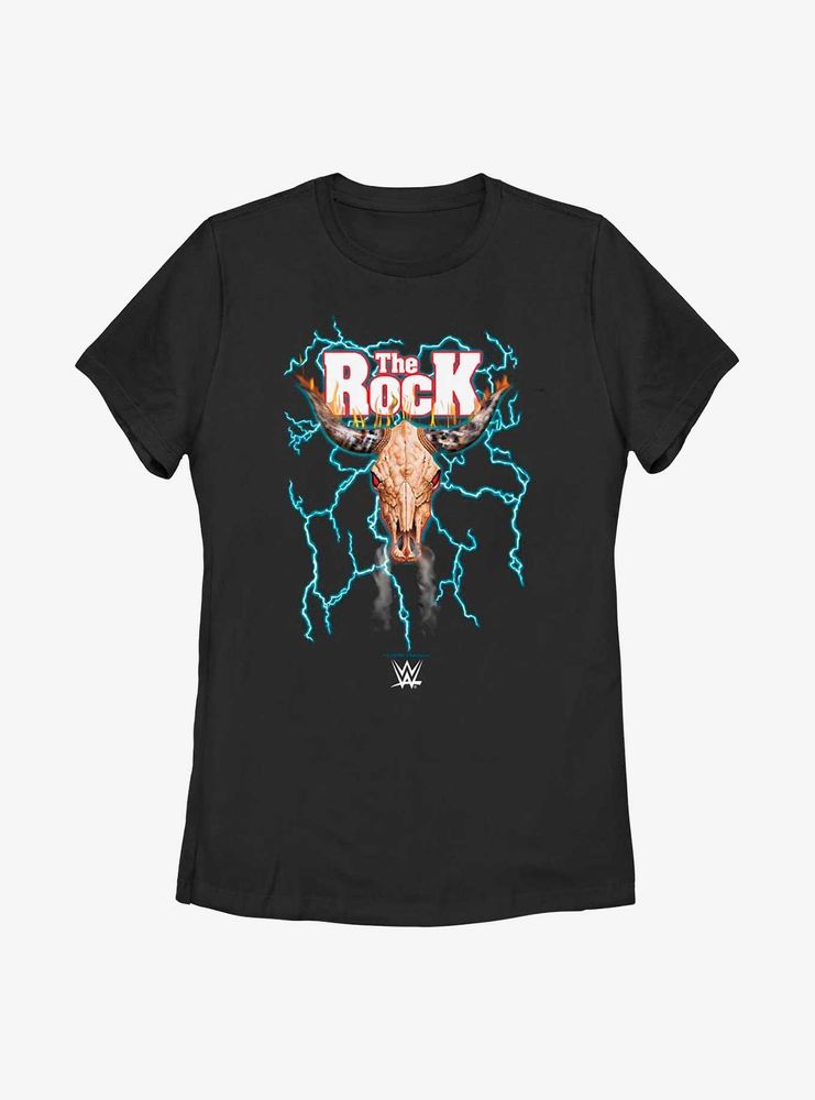 WWE The Rock Lightning Bull Skull Logo Womens T-Shirt