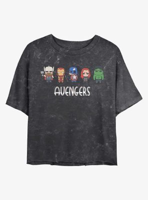 Marvel Avengers Doodle Mineral Wash Crop Womens T-Shirt