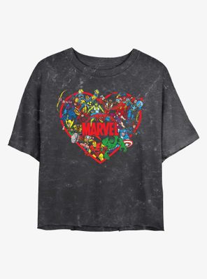 Marvel Avengers Hero Heart Mineral Wash Crop Womens T-Shirt