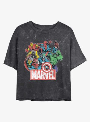 Marvel Avengers Heroes of Today Mineral Wash Crop Womens T-Shirt