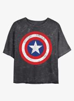 Marvel Captain America Distressed Shield Mineral Wash Crop Womens T-Shirt