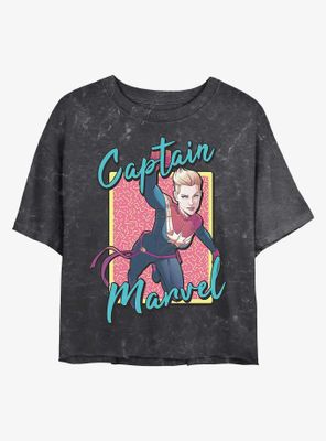 Marvel Captain 90's Mineral Wash Crop Womens T-Shirt