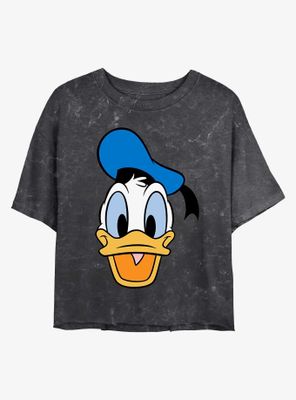 Disney Donald Duck Big Face Mineral Wash Crop Womens T-Shirt