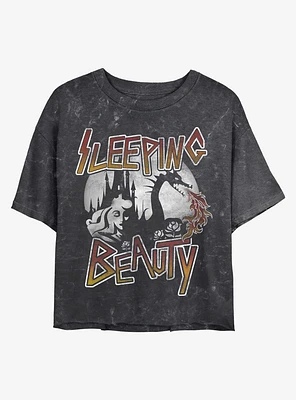 Disney Princesses Sleeping Beauty Mineral Wash Crop Womens T-Shirt