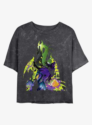 Disney Princesses Dragon Form Mineral Wash Crop Womens T-Shirt